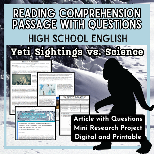 Christmas Reading Comprehension Passage with Questions for High School