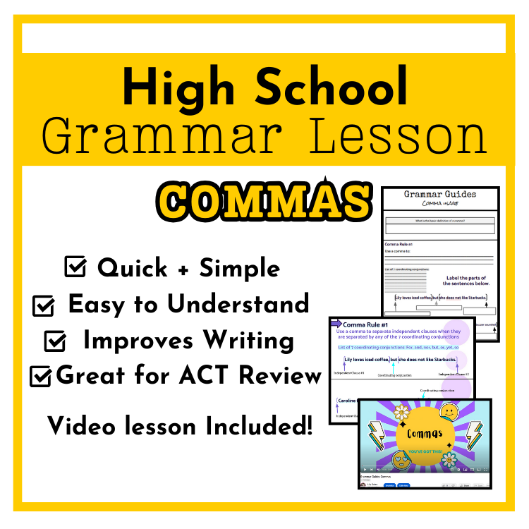 Comma Rules Lesson for High School English