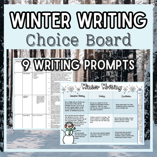 Winter Writing Prompts High School & Middle School