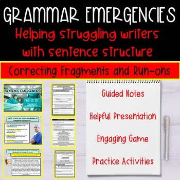 Sentence Fragments and Run-ons: Lesson, Game, Guide, and Worksheets