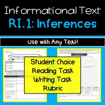 Informational Text Graphic Organizer: RI.1 Making Inferences | ELA Nonficton
