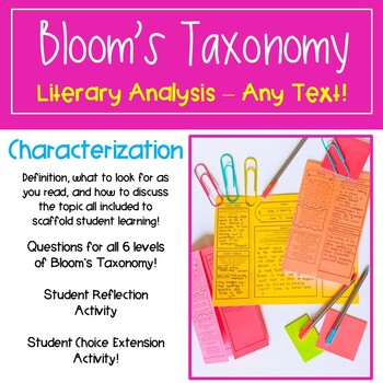 Teaching Characterization with Bloom's Taxonomy - Literary Analysis