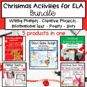 Christmas Activities for ELA Bundle | Fun Christmas activities for English Class