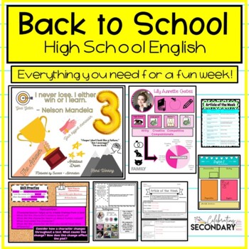 Back to School | Beginning of the Year Activities for High School English
